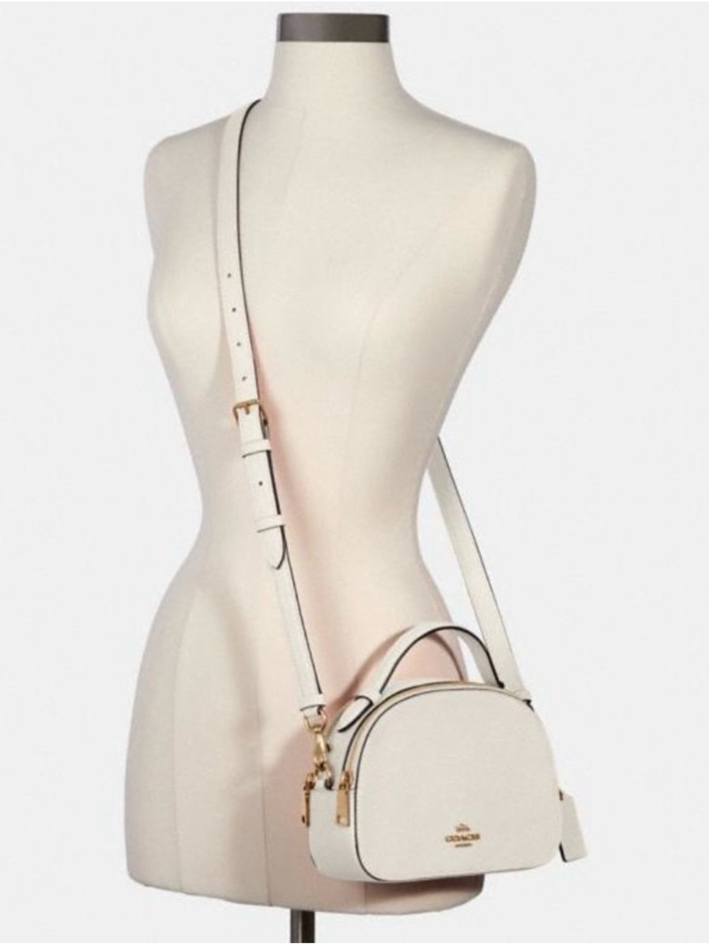Coach Serena Satchel White/Cream Leather  Crossbody Bag